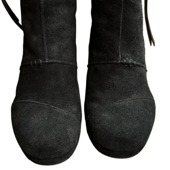 Toms Desert Wedge High Black Suede Size 9 - Picture 8 of 10